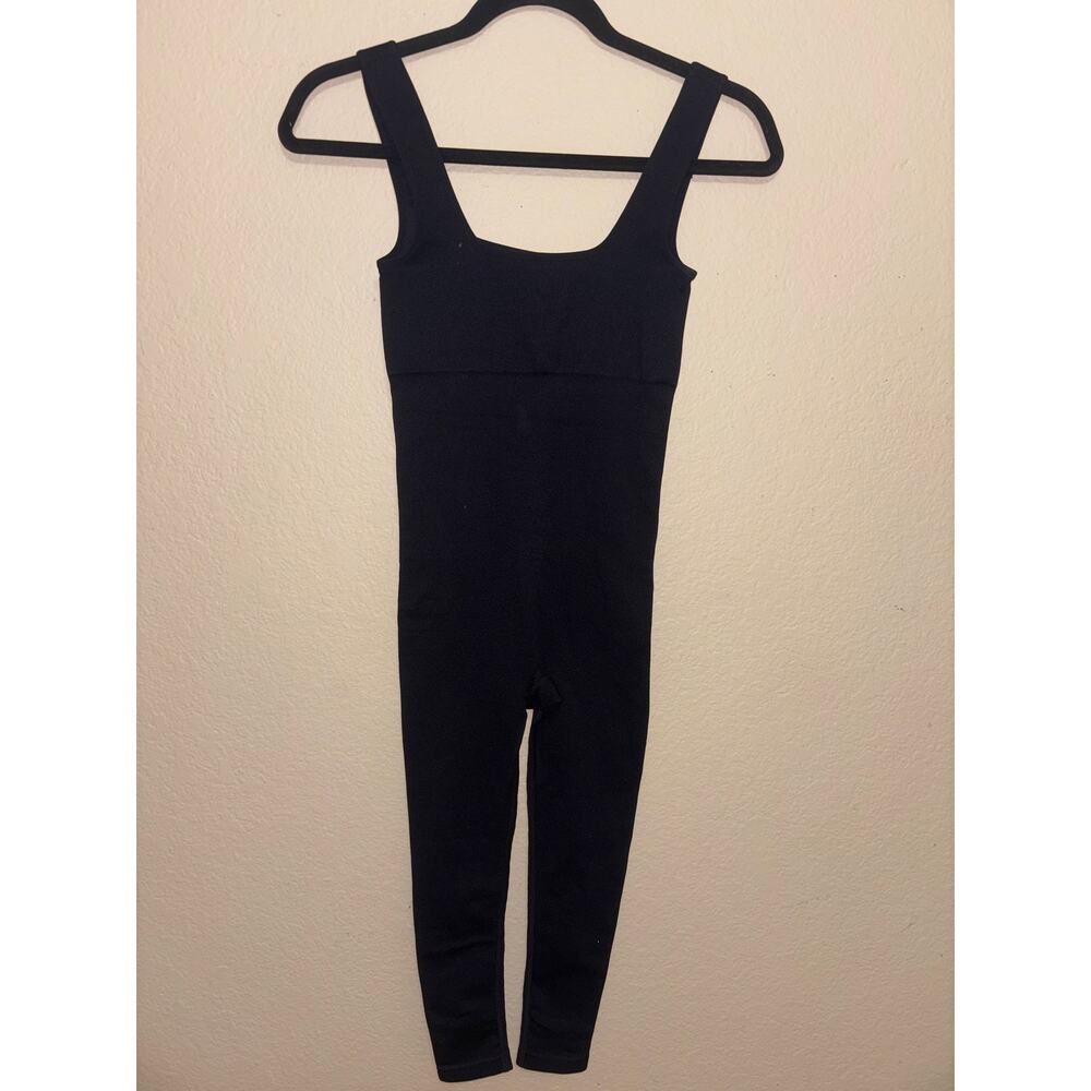 Popilush Black Sculpting Ribbed Full Length Unitard Jumpsuit - Picture 3 of 3